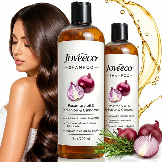 🎁 2x1 Shampoo de Cebolla Joveeco – Fortalecimiento Capilar y Control de Caída con Romero y Canela